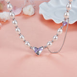 HeFang Jewelry Barbie Heart and Pearl Chain Necklace-One Quarter