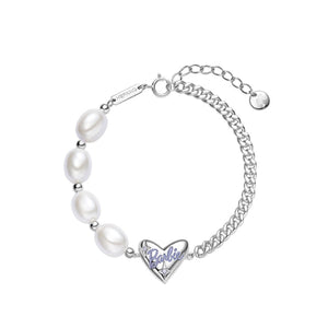 HeFang Jewelry Barbie Heart and Pearl Charm Bracelet-One Quarter