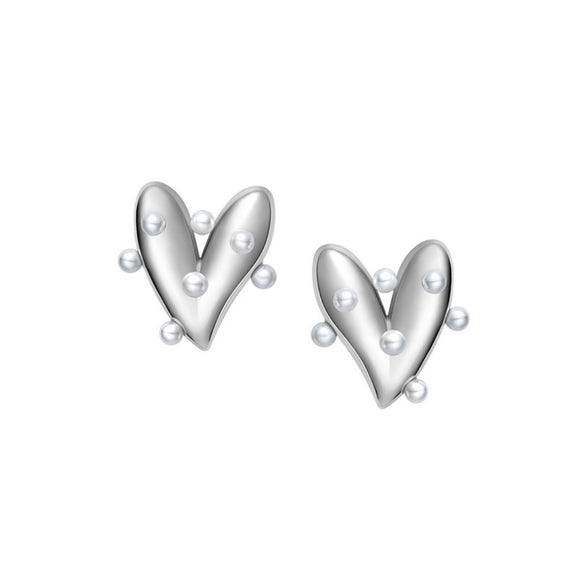 HeFang Jewelry Barbie Heart and Pearl Earrings-One Quarter
