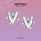 HeFang Jewelry Barbie Heart and Pearl Earrings-One Quarter