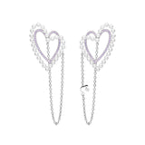 HeFang Jewelry Barbie Pearl Heart Chain Earrings-One Quarter