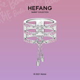 HeFang Jewelry Barbie Pink Corset Tassel Statement Ring-One Quarter