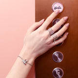 HeFang Jewelry Barbie Pink Corset Tassel Statement Ring-One Quarter