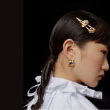 Jan Vameer Cat with a Pearl Earring Enamel Hair Clip-One Quarter