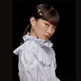 Jan Vameer Cat with a Pearl Earring Enamel Hair Clip-One Quarter