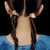 Jan Vameer Cat with a Pearl Earring Enamel Hair Ties-One Quarter