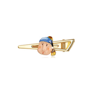 Jan Vameer Girl with a Pearl Earring Enamel Hair Clip-One Quarter