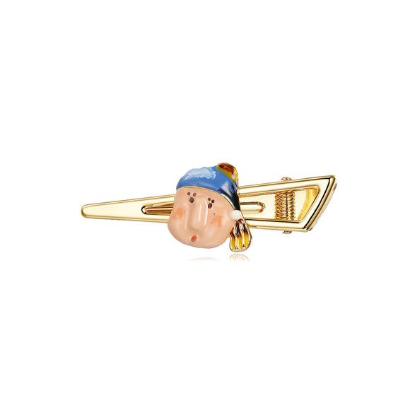 Jan Vameer Girl with a Pearl Earring Enamel Hair Clip-One Quarter