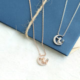 Le Petit Prince Crescent Moon and Star Silver Pendant Necklace