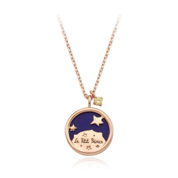 Le Petit Prince Rose Gold Asteroid Pendant Necklace-One Quarter