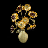 Michael Michaud Van Gogh Sunflowers Vase Brooch-One Quarter