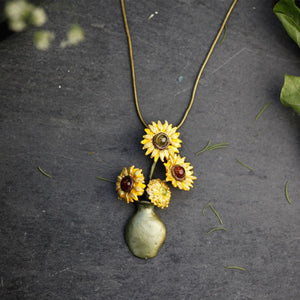 Michael Michaud Van Gogh Sunflowers Vase Pendant Necklace-One Quarter