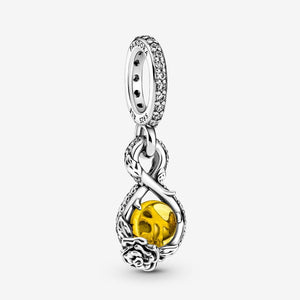 Pandora Beauty and the Beast Belle Infinity & Rose Flower Dangle Charm-One Quarter