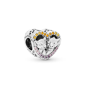 Pandora Disney The Lion King Sparkling Simba and Nala Heart Charm-One Quarter