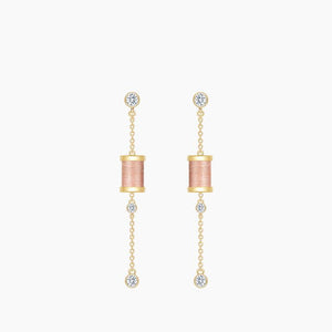 HeFang Jewelry Sleeping Castle Aurora Thread Spindle Chain Earrings-One Quarter