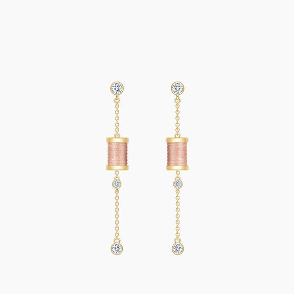 HeFang Jewelry Sleeping Castle Aurora Thread Spindle Chain Earrings-One Quarter