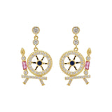 HeFang Jewelry Sleeping Castle Spinning Wheel Drop Earrings-One Quarter