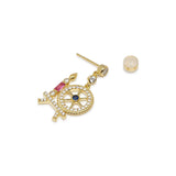 HeFang Jewelry Sleeping Castle Spinning Wheel Drop Earrings-One Quarter