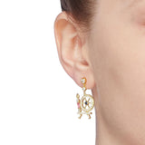 HeFang Jewelry Sleeping Castle Spinning Wheel Drop Earrings-One Quarter