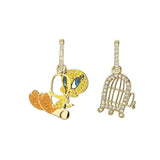 Swarovksi Looney Tunes Tweety Multi-Colored Gold-Tone Plated Hoop Pierced Earrings-One Quarter