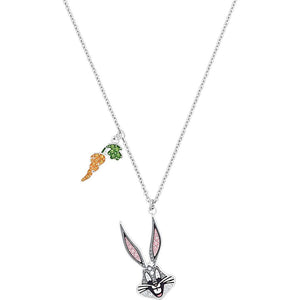Swarovksi Looney Tunes Bugs Bunny Multi-Colored Rhodium Plated Pendant Necklace-One Quarter