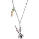 Swarovksi Looney Tunes Bugs Bunny Multi-Colored Rhodium Plated Pendant Necklace-One Quarter