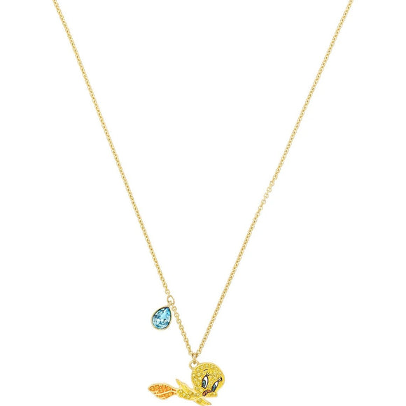 Swarovksi Looney Tunes Tweety Multi-Colored Gold-Tone Plated Pendant Necklace-One Quarter