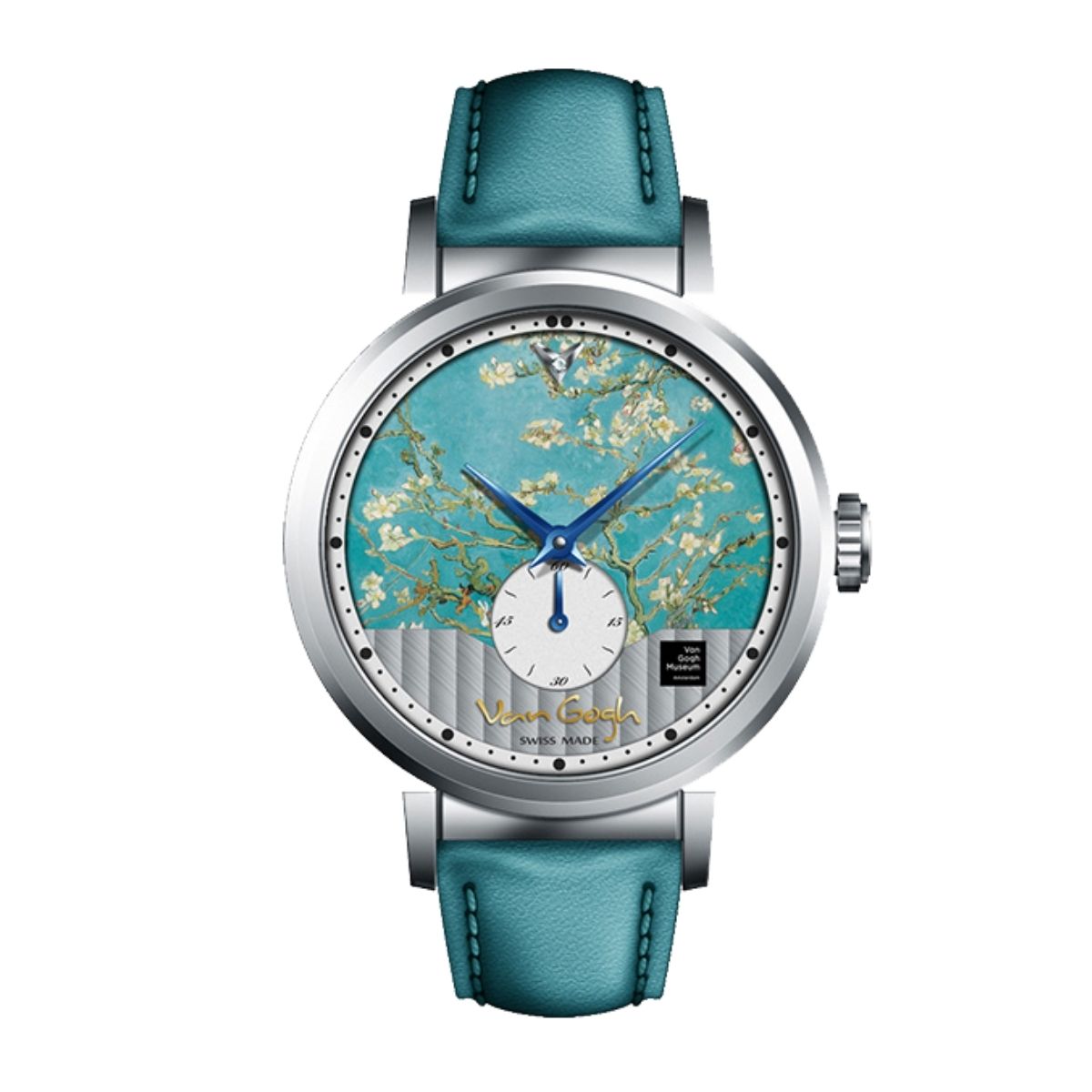 Van Gogh Almond Blossom Swiss Movement Leather Watch - One Quarter
