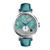 Van Gogh Almond Blossom Swiss Movement Leather Watch-One Quarter