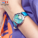 Van Gogh Almond Blossom Swiss Movement Leather Watch-One Quarter
