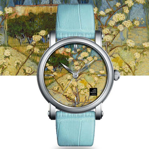 Van Gogh Blossoming Pear Tree Swiss Movement Leather Watch-One Quarter