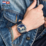 Van Gogh Plaster Statuette of a Horse Swiss Movement Leather Watch-One Quarter
