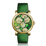 Van Gogh Roses and Beetle Swiss Movement Leather Watch-One Quarter