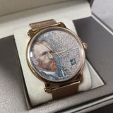Van Gogh Self-Portrait Swiss Movement Rose Gold Mesh Watch-One Quarter