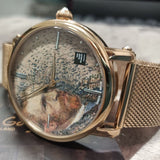 Van Gogh Self-Portrait Swiss Movement Rose Gold Mesh Watch-One Quarter