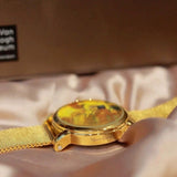 Van Gogh Sunflowers Swiss Movement Gold Mesh Watch-One Quarter