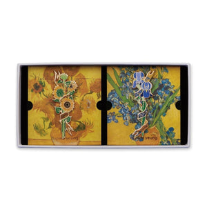 Van Gogh Sunflowers and Irises Enamel Pin Set of Two-One Quarter