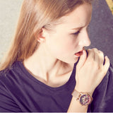  Van Gogh Vase with Asters and Phlox Swiss Movement Rose Gold Mesh Watch-One Quarter