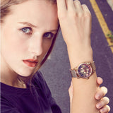  Van Gogh Vase with Asters and Phlox Swiss Movement Rose Gold Mesh Watch-One Quarter