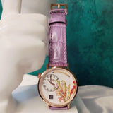 Van Gogh Vase with Gladioli and Chinese Asters Swiss Movement Lavender Leather Watch-One Quarter
