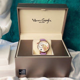 Van Gogh Vase with Gladioli and Chinese Asters Swiss Movement Lavender Leather Watch-One Quarter