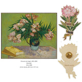 Van Gogh Vase with Oleanders and a Book Enamel Pin-One Quarter