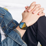 Van Gogh Wheatfield with Crows Swiss Movement Black Mesh Watch-One Quarter